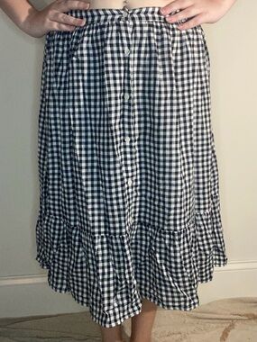 Old Navy Black&White Gingham Button-Front Midi Skirt Size M